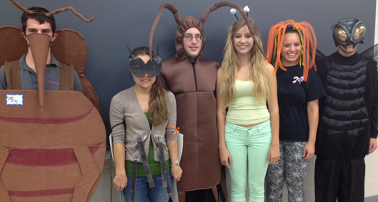 students in insect costumes