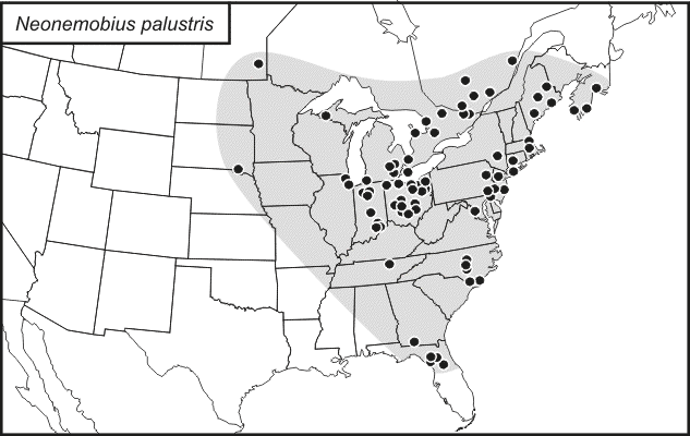distribution map for Neonemobius palustris