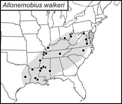 distribution map for Allonemobius walkeri