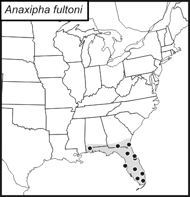 distribution map for Anaxipha fultoni