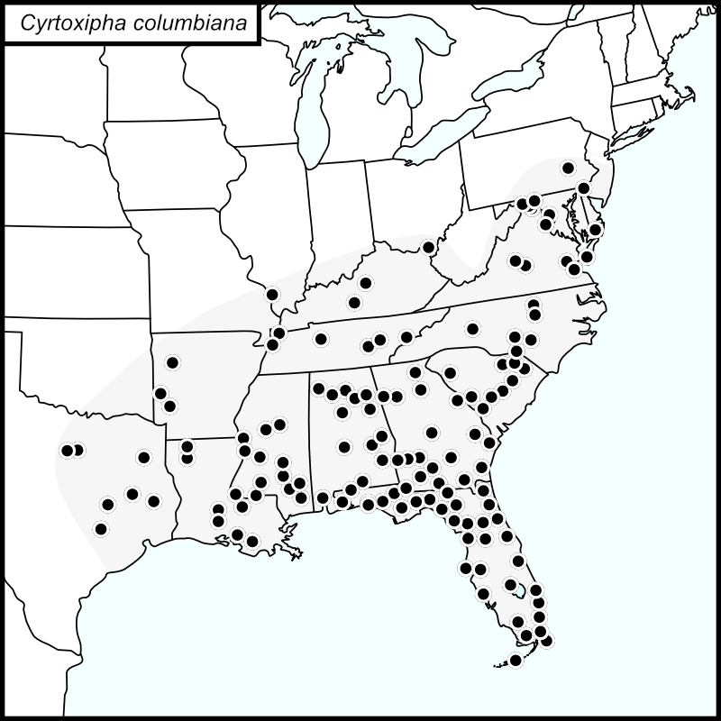 distribution map for Cyrtoxipha columbiana
