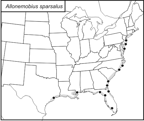 distribution map for Allonemobius sparsalus
