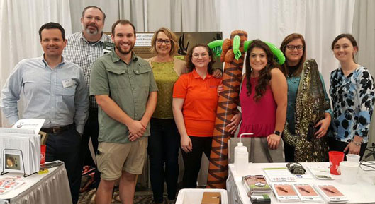Entomology graduate students Kristin Sloyer, Bethany McGregor, Alfred Runkel, and Laura Harmon presented a booth alongside Wildlife Ecology and Conservation colleagues in the Cervidae Health Research Initiative (CHeRI) at the Southeastern Trophy Deer Association annual meeting in Orlando, FL on April 14. 