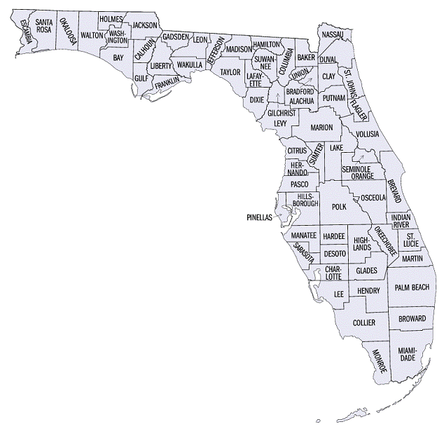 State Of Florida Map With Counties