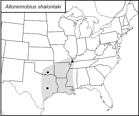 distribution map for Allonemobius shalontaki