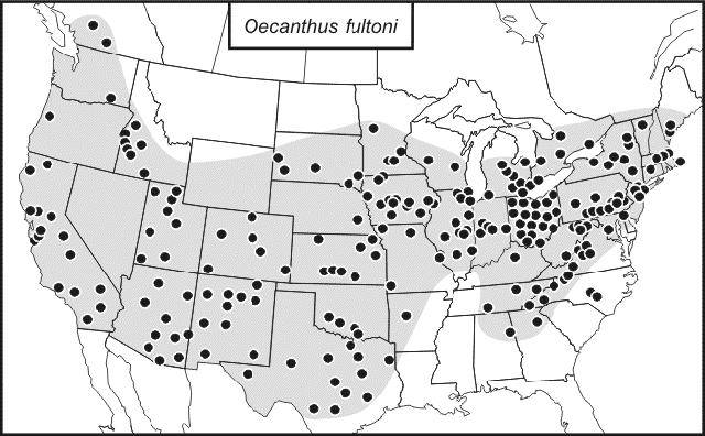 distribution map for Oecanthus fultoni