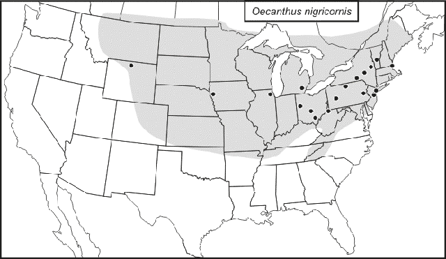 distribution map for of Oecanthus nigricornis